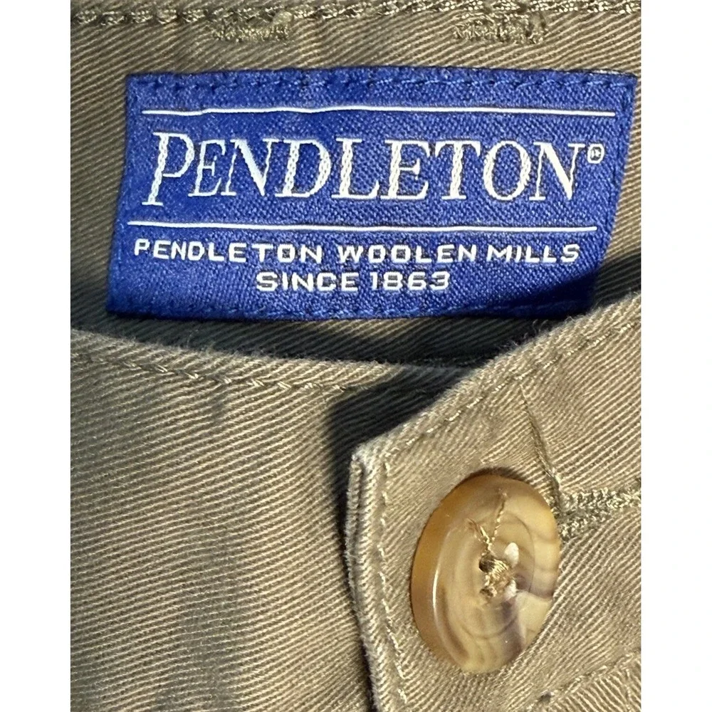 Pendleton Cotton Chino Pants Olive Green Classic Fit Size 38x32 EUC